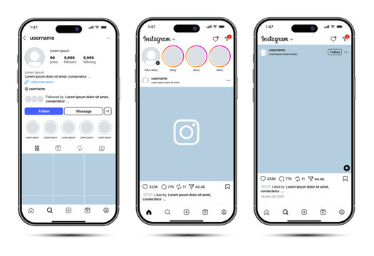 Instagram Post Reels and Story Mockup Template with iPhone 16 Pro Max featuring New Features Reposts and Friends Reels Tab Instagram Social Media App UI Design.