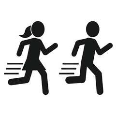 Silhouetted Figures in Motion A Dynamic Depiction of Running and Velocity with Stylized Speed Lines Conveying Swiftness