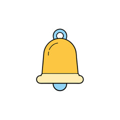 Yellow bell with blue clapper loop notification alert