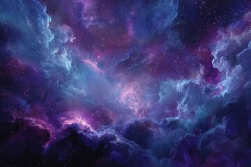 Obraz premium Nebula stardust wallpaper showcasing vibrant blue, purple, and magenta hues in a cosmic display of stars and clouds against a deep space backdrop