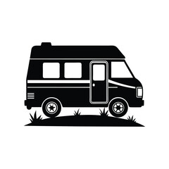 bus silhouette on transparent background 