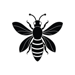 Bee silhouette on transparent background 