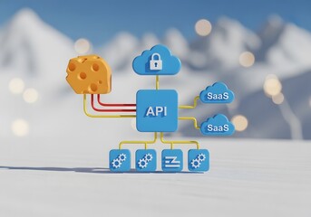 Obraz premium API connecting SaaS and data sources in a cloud ecosystem