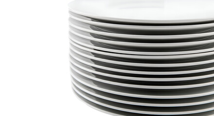 Obraz premium Stack of White Plates Sits Neatly Against a Transparent Background in a Kitchen Setting