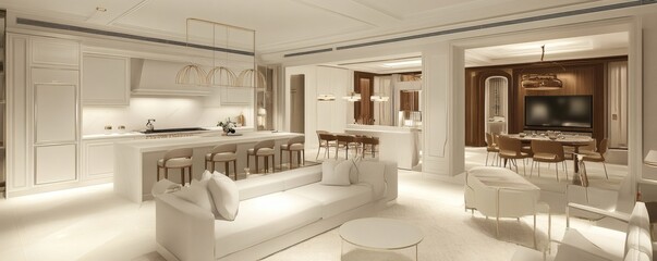 Open-concept living area with a gourmet kitchen.