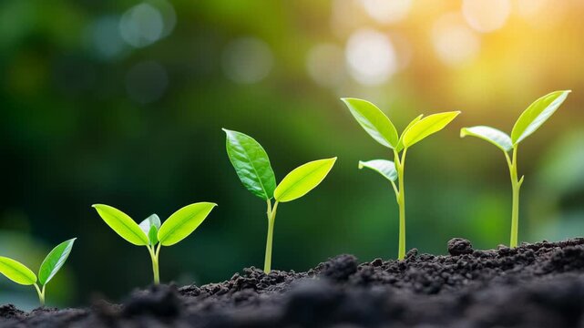 New plants sprouting from rich soil.