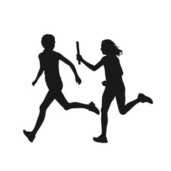 Dynamic Relay Race Silhouette Depicting Athleticism, Teamwork, and the Intensity of Passing the Baton During a Competitive Sporting Event