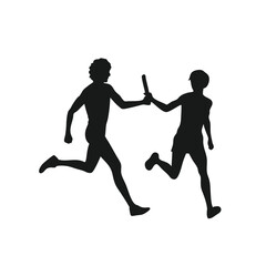 Dynamic Relay Race Silhouette Depicting Athleticism, Teamwork, and the Intensity of Passing the Baton During a Competitive Sporting Event