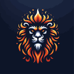 fire aura lion head illustration 
