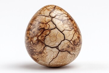 Ornate egg, cracked,  brown and cream