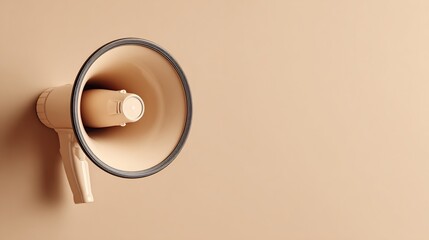 Beige Megaphone Centered Against a Matching Background with Copy Space.