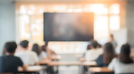 blurred image of a networking reception captured from inside a helium balloon hovering mid-ceiling