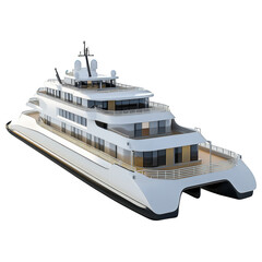 Obraz premium Luxury Yacht on the Water: This image captures a luxury yacht with a sleek, modern design, gliding gracefully on the ocean, evoking a sense of opulence and adventure. 