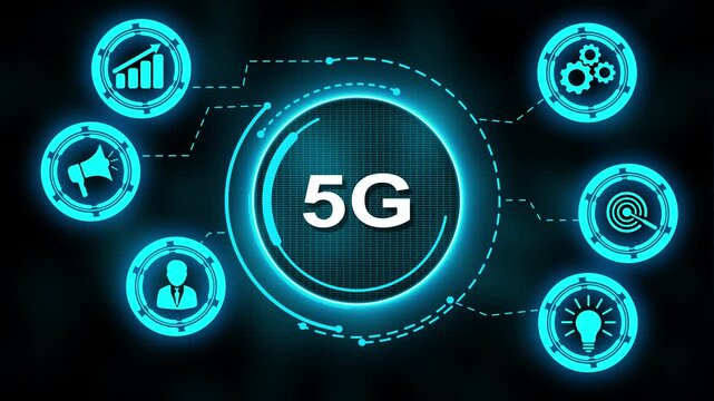 The concept of 5G network, high-speed mobile Internet.ow latency, and massive connectivity for powering smart devices, IoT, and next-gen digital experiences.