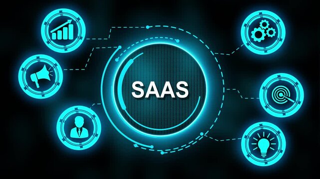 Software as a Service SaaS. Software concept. Business, modern technology, SaaS (Software as a Service) is a cloud-based software delivery model where applications are accessed online