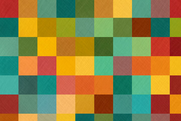 Colorful square pixel mosaic pattern , abstract texture background design. Seamless checkered vector art.	