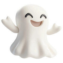 Friendly Ghost: A charming, cheerful ghost with outstretched arms, radiating joy. The cartoon-style character is designed to evoke a feeling of friendliness.