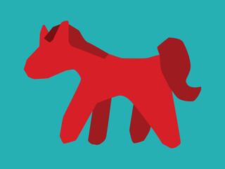 Red horse, pony. Vector art illustration.  Toys.
