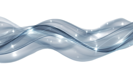 Abstract blue wave isolated on transparent background with a modern design