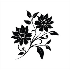 Elegant Floral Motif Silhouette Vector Illustration