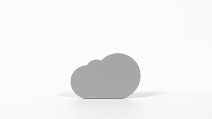 8K Gray 3D Render of Cloud Icon with White Background for Weather Apps, Cloud Storage, and User Interfaces

