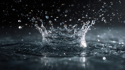 Water Splash Macro Dark Background.  Possible use Education, Science
