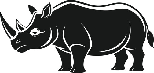 Fototapeta premium Rhino Silhouette Vector Side View Bold and Clean