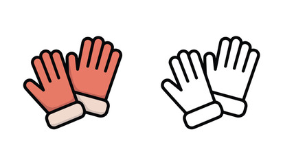 Obraz premium Stylized Icon Set of Winter Gloves Depicted with Bright Colors and Monochrome Outlines