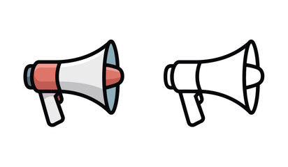 Megaphone Icon Set Loudhailer Speaker Communication Device Attention Getter Announcement Horn Symbol Vector