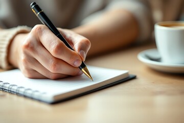 Writing in Notebook with Pen and Coffee Creative Ideas Business