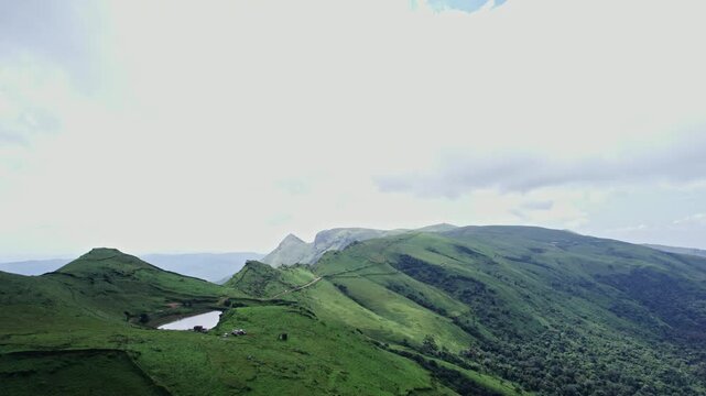 mountain landscape with clouds and sun hills india droen view nature