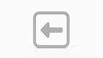 8K Gray 3D Render of Left Arrow Icon with White Background for Website Navigation, Mobile Apps, and User Interfaces

