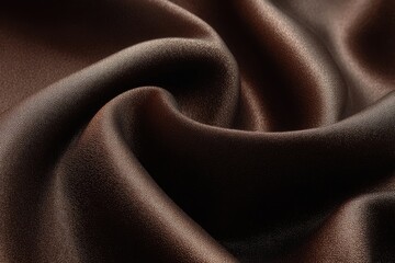 Close-up of rich brown satin fabric with soft folds