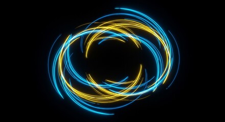 Vibrant neon light streaks form circle