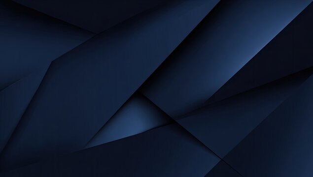 Abstract dark navy blue geometric background.  Layers of overlapping, sharp-edged, triangular shapes create a dynamic, textured visual