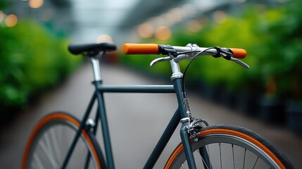 Obraz premium A bicycle with orange grips and a black seat