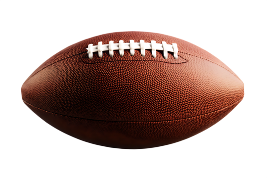 Brown football with white laces isolated on a transparent background