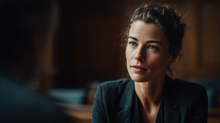 Engaging conversation in a cozy room as an attentive woman listens intently to her companion nearby