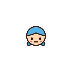 Cute Girl Face Chibi Icon – Flat Cartoon Style