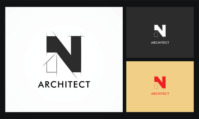 Architectural project N letter logo, technical draw style alphabet. Geometrical typography. Wireframe letters, typographic design with draft strokes for architecture logo. Isolated vector typeset
