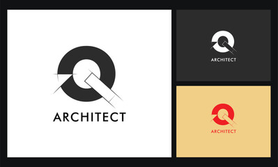 Architectural project Q letter logo, technical draw style alphabet. Geometrical typography. Wireframe letters, typographic design with draft strokes for architecture logo. Isolated vector typeset
