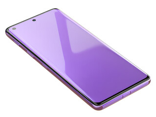 Shiny purple smartphone isolated on white background
