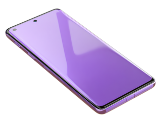 Shiny purple smartphone isolated on white background