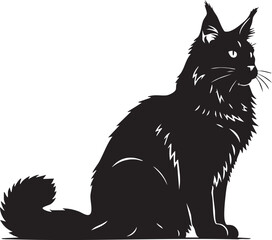 Obraz premium Majestic maine coon cat sitting in profile silhouette