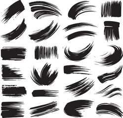 Black Grunge Brush Stroke Vector Set Isolated on White Background
