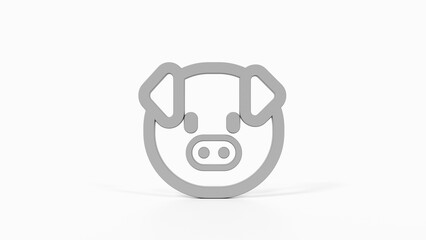 Fototapeta premium 8K Gray 3D Render of Piggy Bank Icon with White Background for Savings Apps, Personal Finance, and Budgeting Tools
