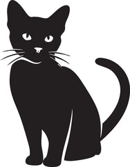 Fototapeta premium Black cat sitting elegantly in silhouette