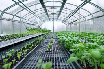 Fresh Seedlings Growing in a Greenhouse