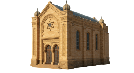 Architectural historic synagogue urban setting 3d model digital environment side cultural heritage. Cut out png