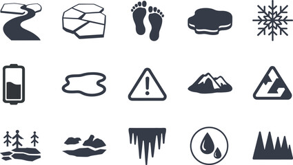 Vector Ice Icons: Winter, Cold, Frozen, Warning, Nature Set